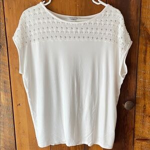 Liz Claiborne White Crochet Yoke Tank Top